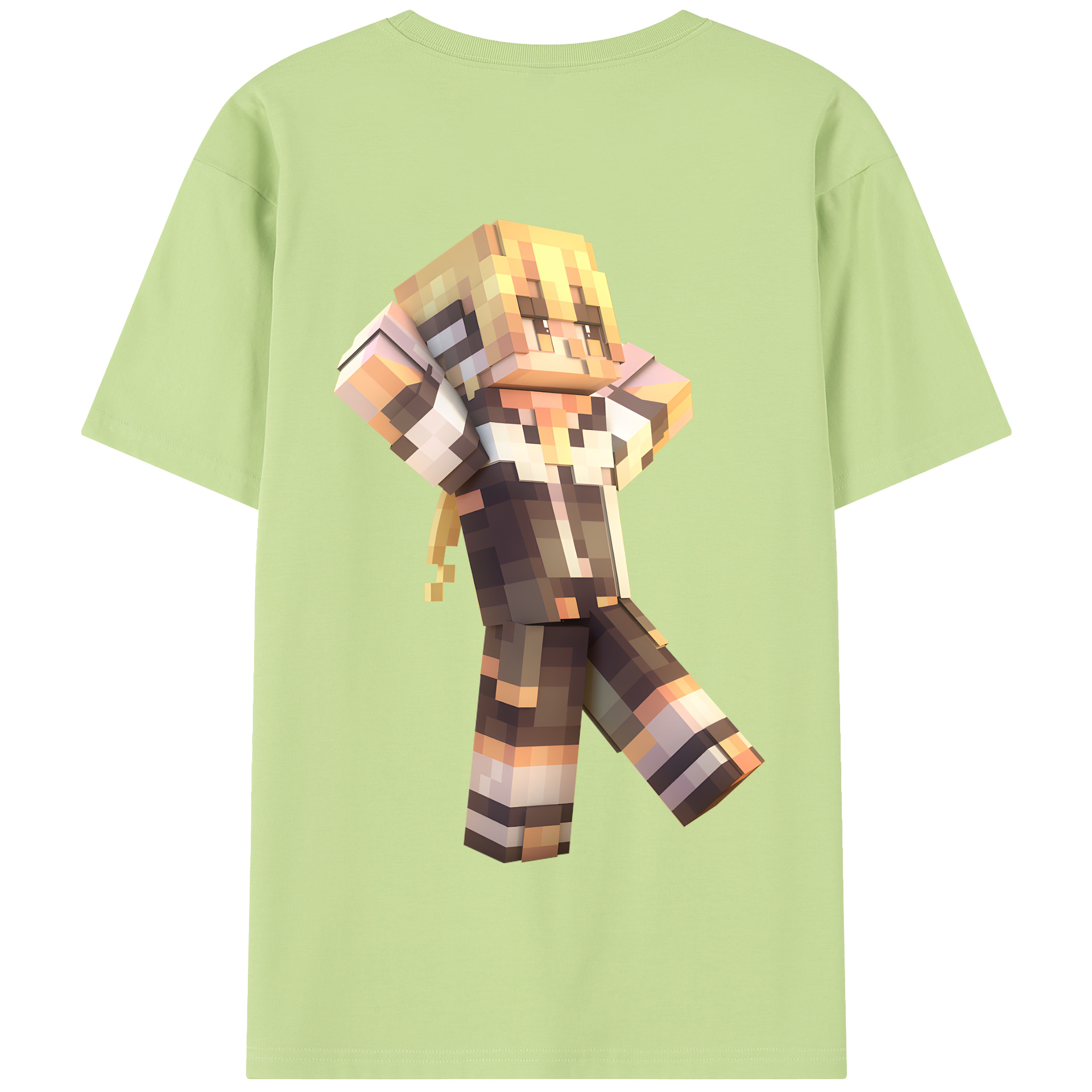 （画像用） マインクラフト ブロックの世界 Minecraft MC Block world 綿100％半袖Tシャツ（背面プリント）
